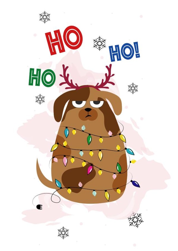 Cute Christmas Card – Grumpy Dog – Ho Ho Ho created by daminidesigns