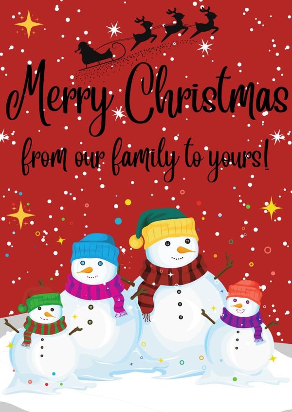 Cute Snowman family Christmas card- from our family to your yours! created by Tancraftic