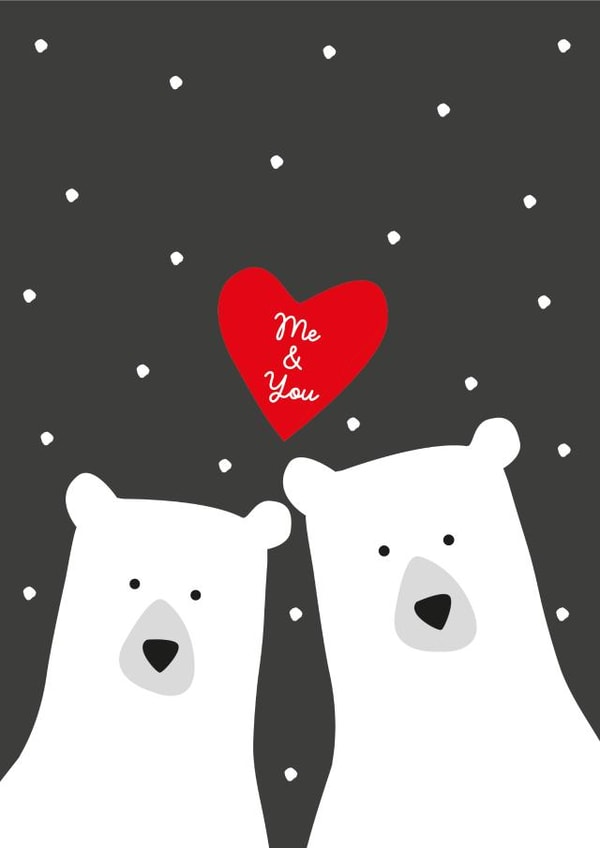 Cute Christmas Bear couple cards for Wife, Husband, Girlfriend or Boyfriend created by Heather Alstead Design LTD