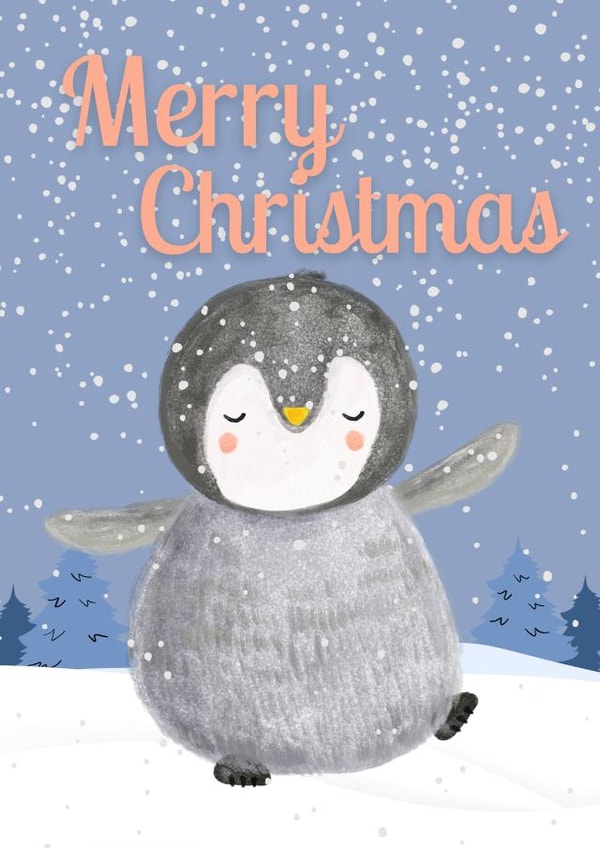Cute penguin Christmas card created by Scribe Design House