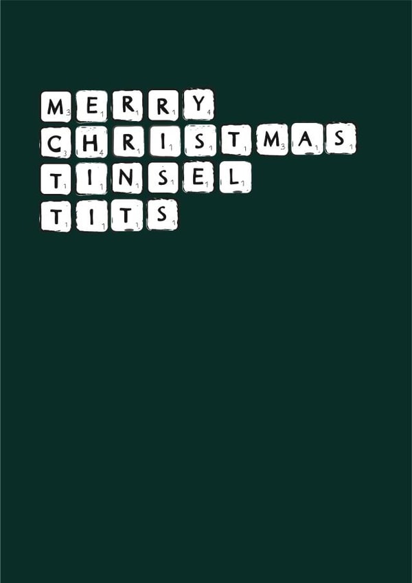 Merry Christmas Tinsel Tits Scrabble Friend Partner Girlfriend Wife Funny created by Daisy Jo Design