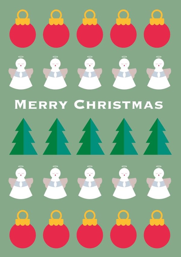 Graphic Merry Christmas Card - Festive Multi design - Xmas Tree, Bauble, Angel created by Jamie Borman