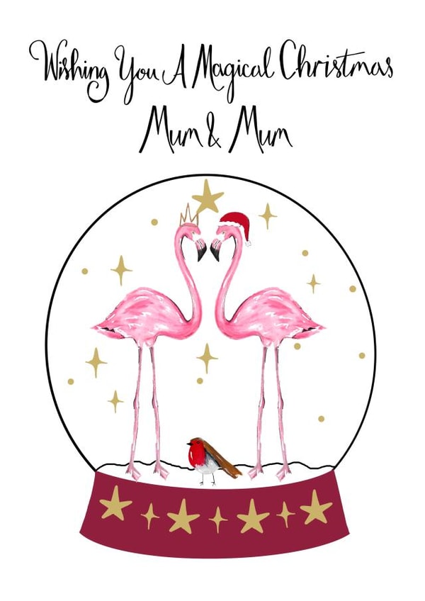 LGBT Gay Christmas Card For Mums - Flamingo created by Naughty Nice