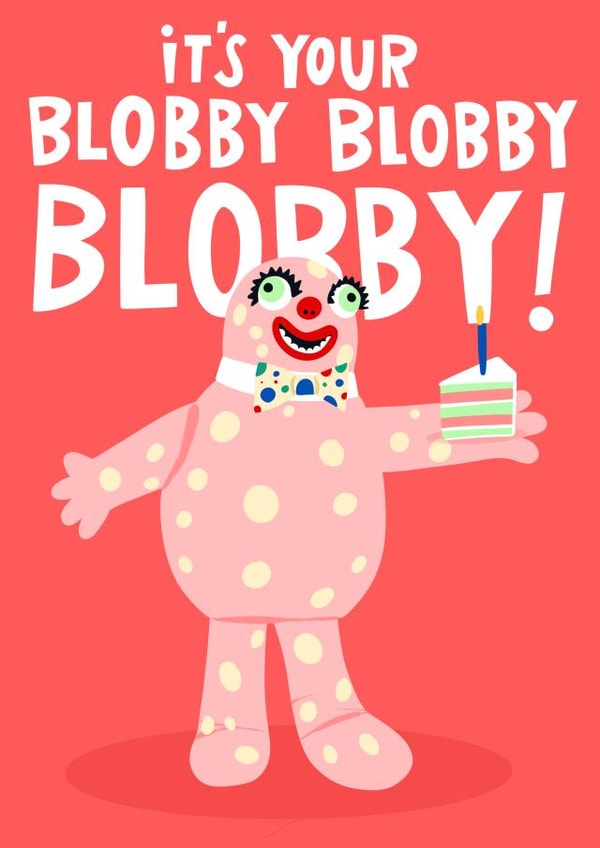 Mr Blobby Noel's House Party Funny Birthday Card created by Lucy Maggie Designs