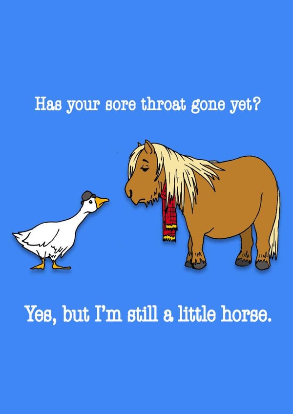 Funny get well card - goose and horse chatting - I'm still a little horse created by Dragonfly Artworks