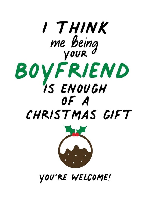 Cute Christmas Card for your significant other. "me being your boyfriend" created by IWLT