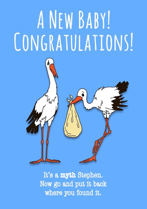 Funny congratulations card for parents of a new baby. created by Dragonfly Artworks