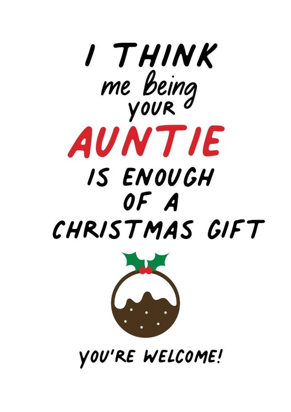 Cute funny Christmas Card from auntie, to send to your Neice / nephew created by IWLT