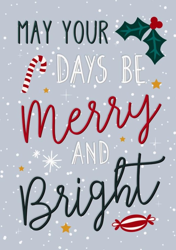 Pretty merry and bright Christmas Nan family card created by The Girl Next Draw Cards