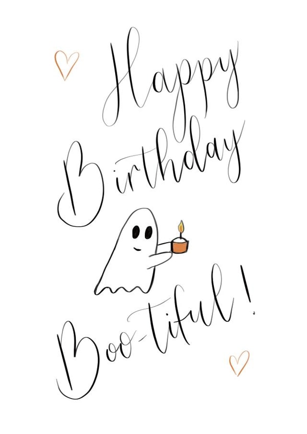 Funny Halloween ghost birthday card - Happy birthday boo-tiful! created by Tracy Ho