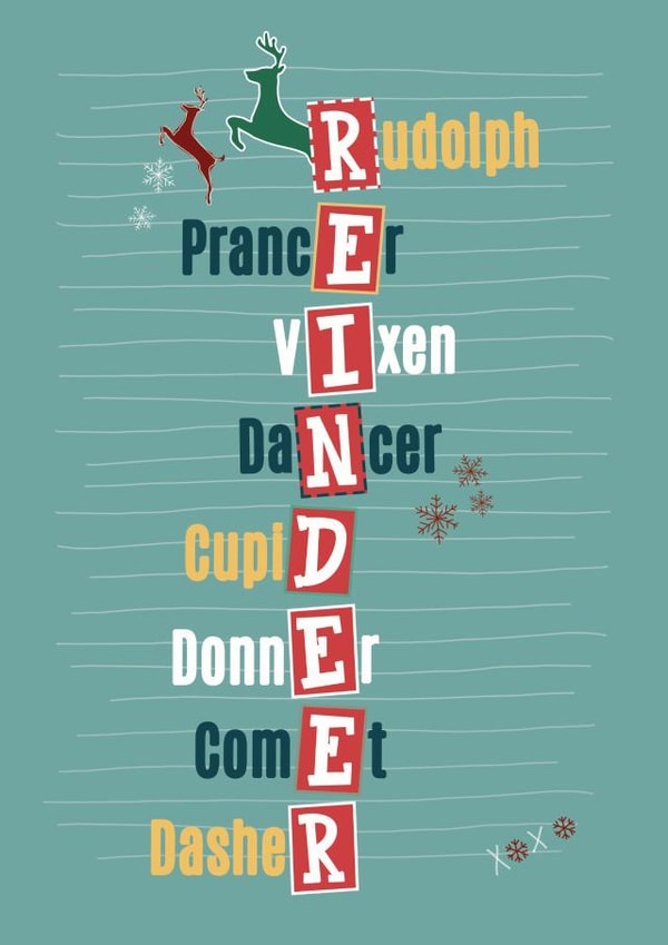Reindeer Acrostic Christmas Card created by Quitting Hollywood