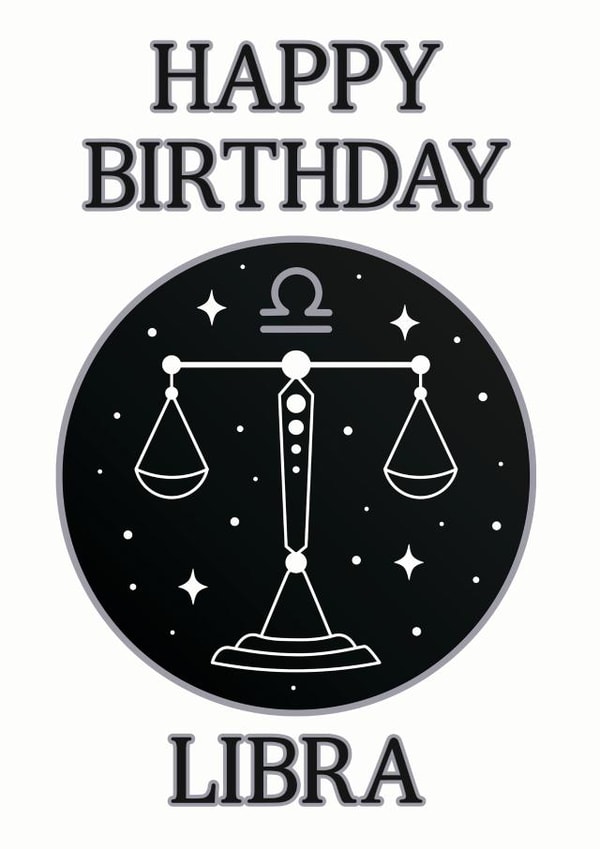 Happy Birthday Libra Zodiac Astrology Birthday Card created by Pisces Moon