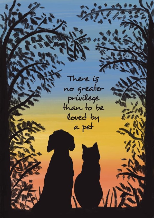 Pet Sympathy Card for Animal, Cat and Dog Owners created by @squiggleinthecity