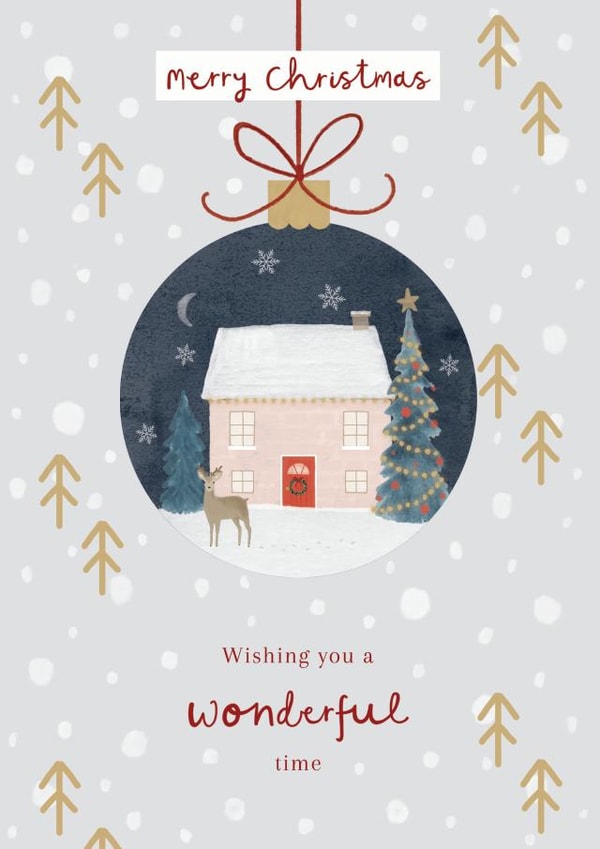 Pretty Christmas card to wish someone a Merry Christmas this season created by Sarah Hustwaite Illustration