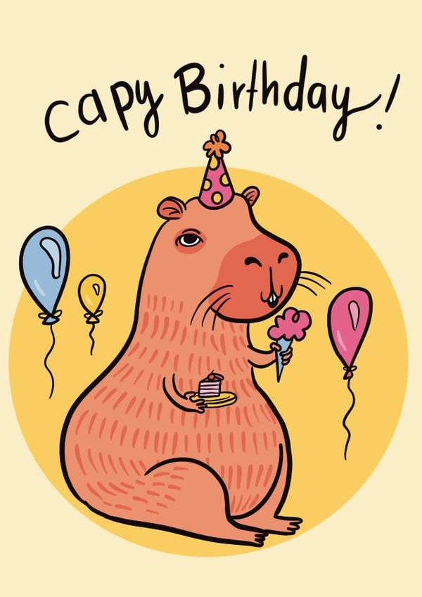 Cute Birthday Card for Capybara Lovers - Capy Birthday created by Nati Chuleta