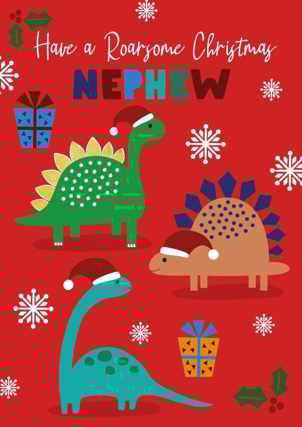 Roarsome dinosaur Christmas card for Nephew created by Sarah Corcoran