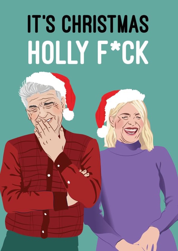Funny, Punny Holly & Phil laughing Christmas Card created by Quitting Hollywood