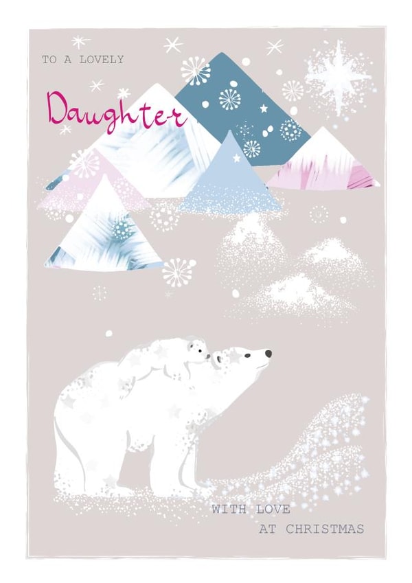 Cute Polar Bears Christmas Card For Daughter - Winter Star - Christmas Love created by SABIVO Design by Sabina