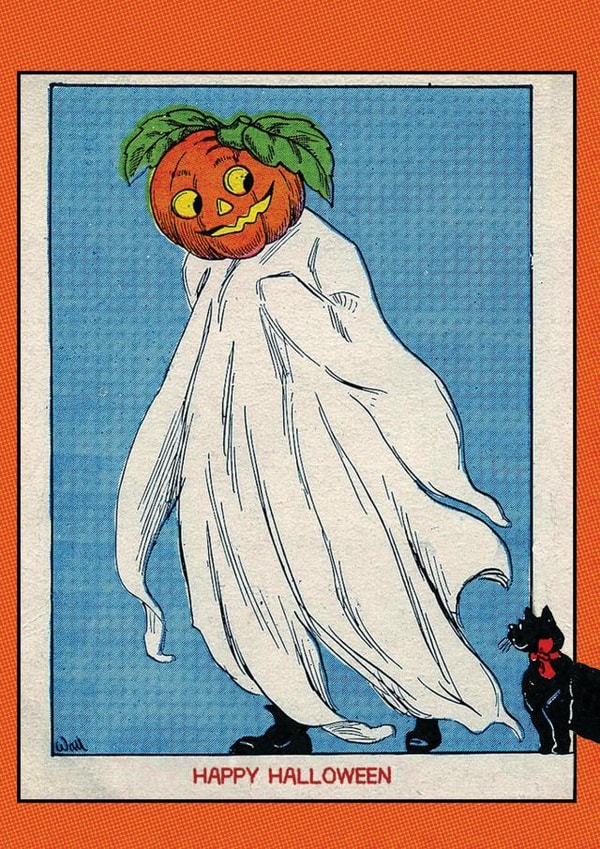 Vintage Happy Halloween Card - Retro, Pumpkin, Ghost - Spooky, Cute - Classic created by eo design & photo