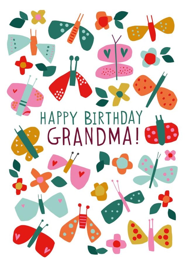 Cute Birthday Card For Grandma with Butterflies and Flowers created by Dawn Machell