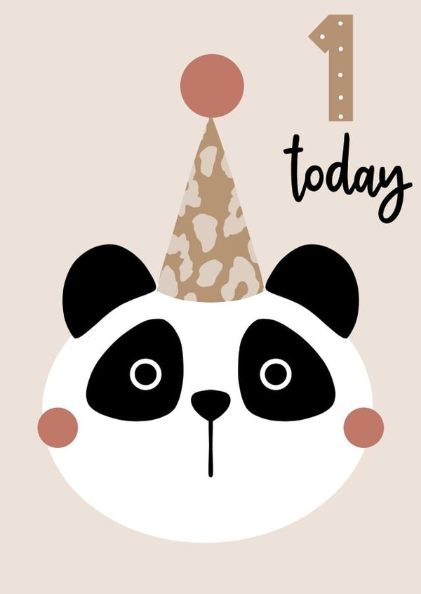 Cute panda - birthday card - one today - first birthday - kids created by Little Prints Fred Designs
