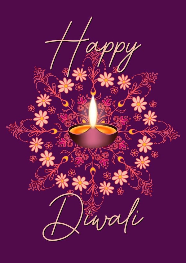Happy Diwali Hindu festival of light card created by The Girl Next Draw Cards