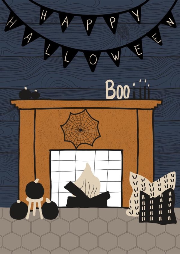 Cozy Fireplace Happy Halloween Card created by Walking In Wildflowers