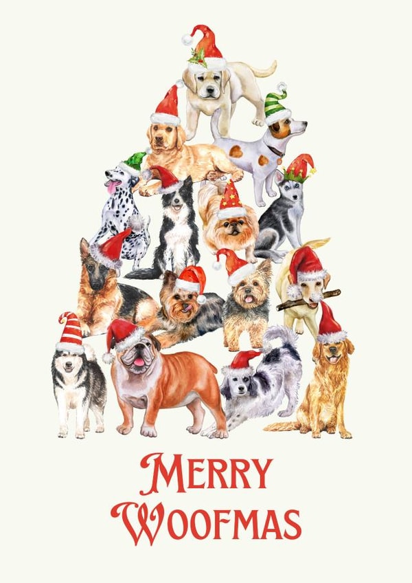 Cute Dog Christmas Card For The Dog Lover In Your Life created by Ink Icons 