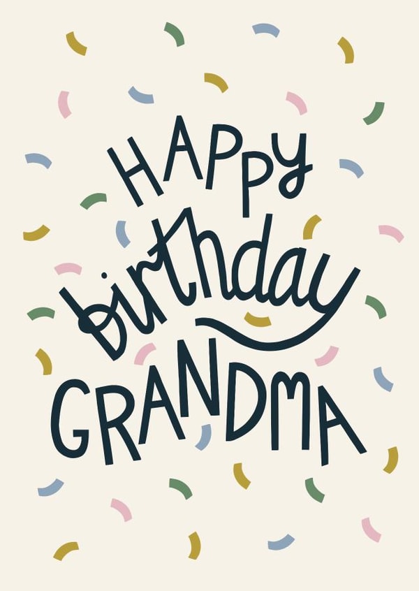 Happy Birthday Grandma - Pretty and Modern Confetti Card for Gran created by Christine Cuddihy Illustration