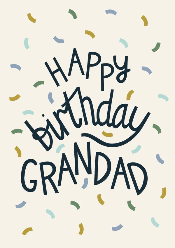 Happy Birthday Grandad - Stylish and Modern Confetti Card for Grandpa created by Christine Cuddihy Illustration