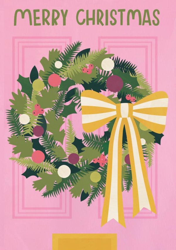 Classic Christmas Card - Wreath - Pink Door created by Raspberry Blossom