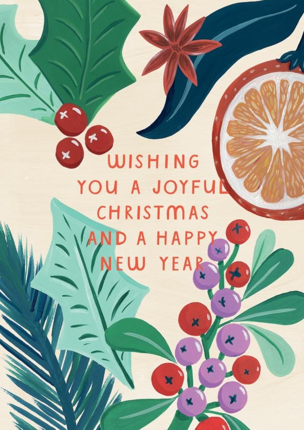 'Wishing you a joyful Christmas and a happy new year' Christmas card created by Raspberry Blossom