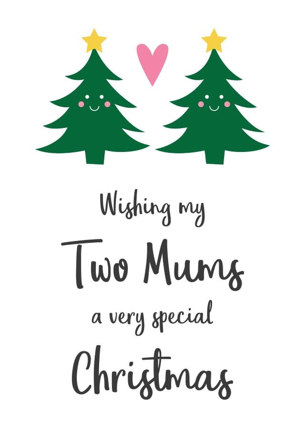 A cute two Mums Christmas card from the kids, for same sex parents - 2 mothers created by Hello Fridays Studio
