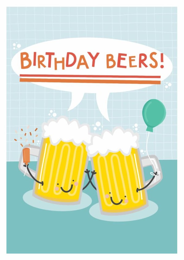 Bright, Fun Birthday Card For Friends And Family - Birthday Beers - Pub Theme created by Amy Writes