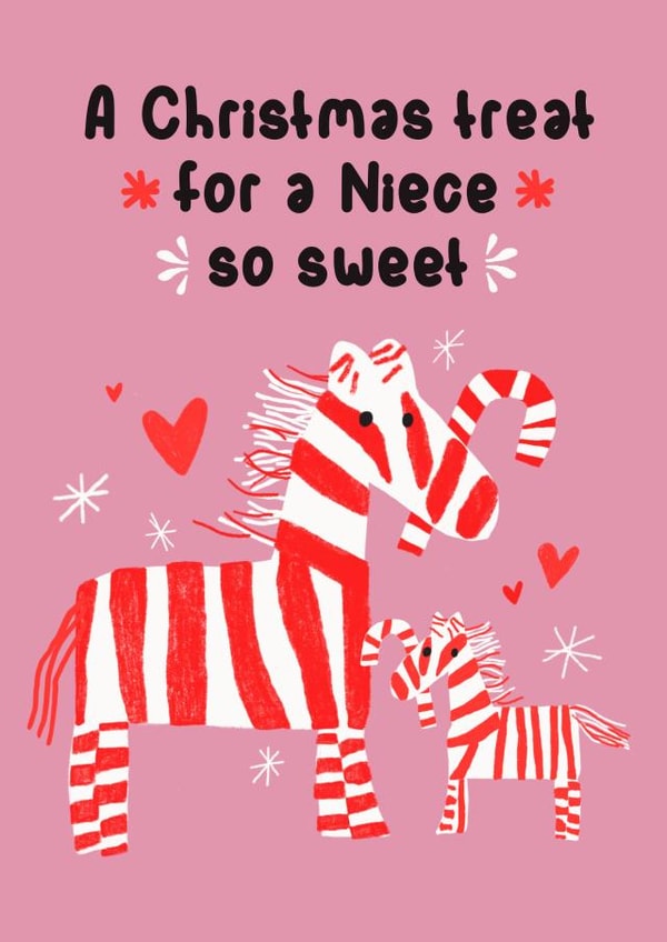 A Cute Christmas Card For Niece- Zebras & Candy Canes created by @squiggleinthecity