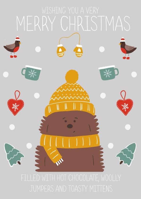 Cosy Hedgehog Christmas Card For Friend Or Family created by Strawberry Mint