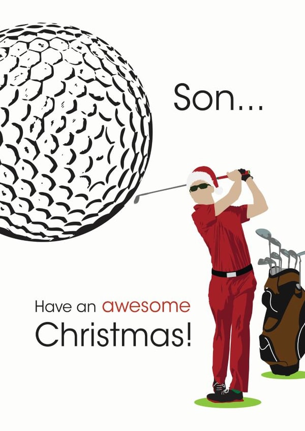 Golf Christmas Card For Son - Golfing Santa - Have An Awesome Christmas created by Jackie Ponwaye Design