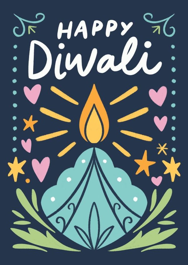 Happy Diwali with diya candle created by Natalia Gonzalez