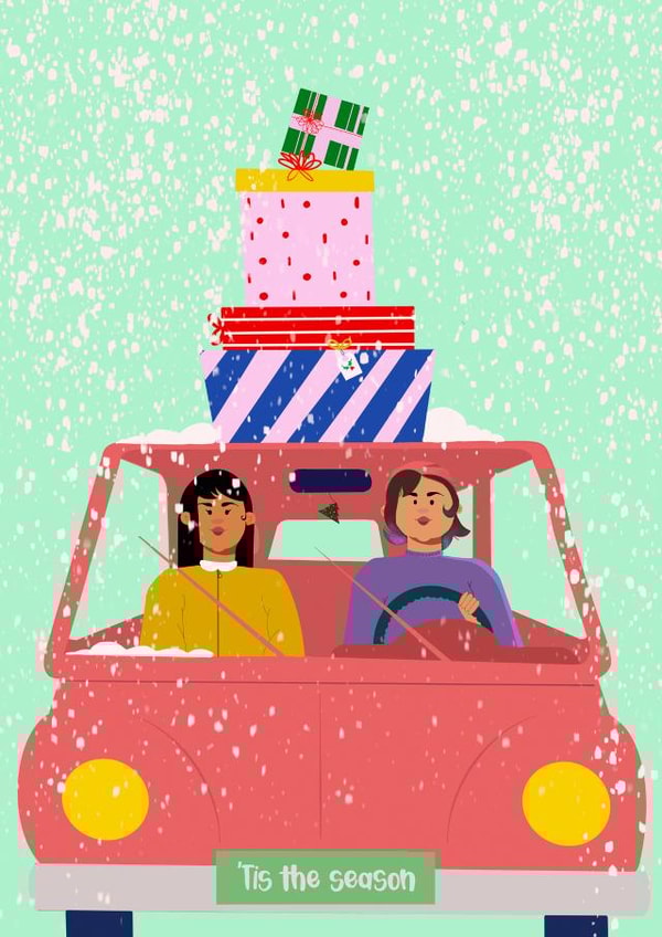 Cute seasonal or Christmas card for family or significant other - From us to you created by Noosh draws