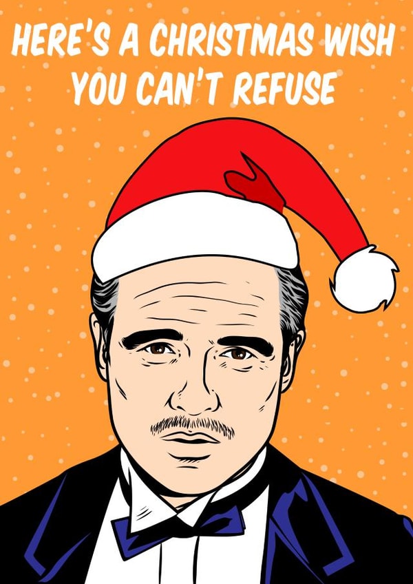 Funny Christmas card featuring The Godfather aka Marlon Brando created by Graham Sanders