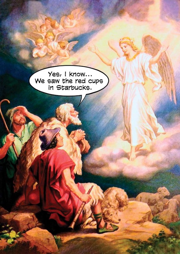 Funny Christmas nativity card for Starbucks fans. created by Chris Williams