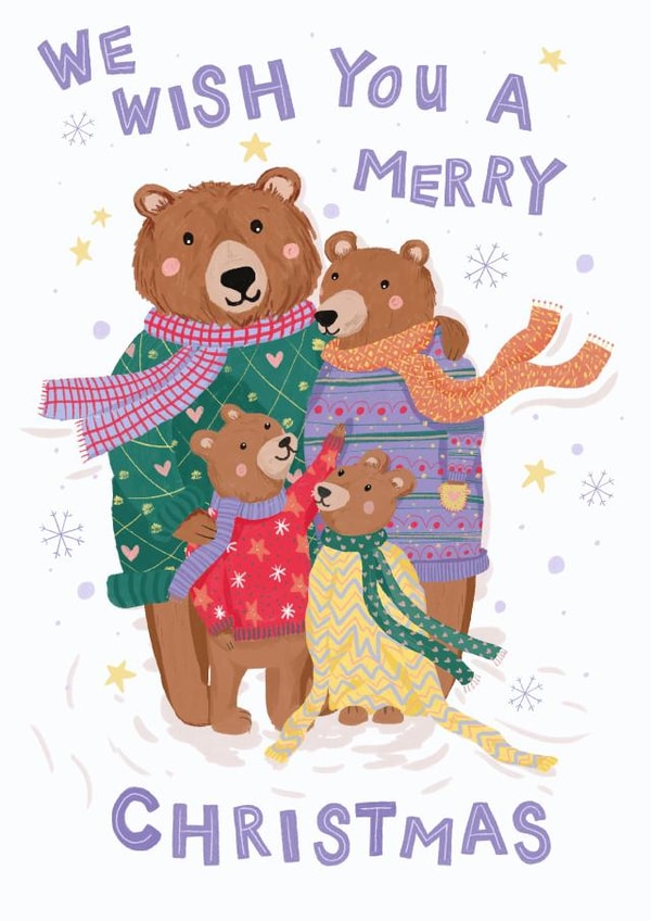 Bear Family Merry Christmas Card - Cute Animal Card created by Marie Wilkinson