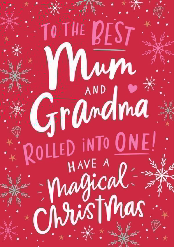 Modern Christmas Card for a loved Mum and Grandma rolled into one created by Dotty Black