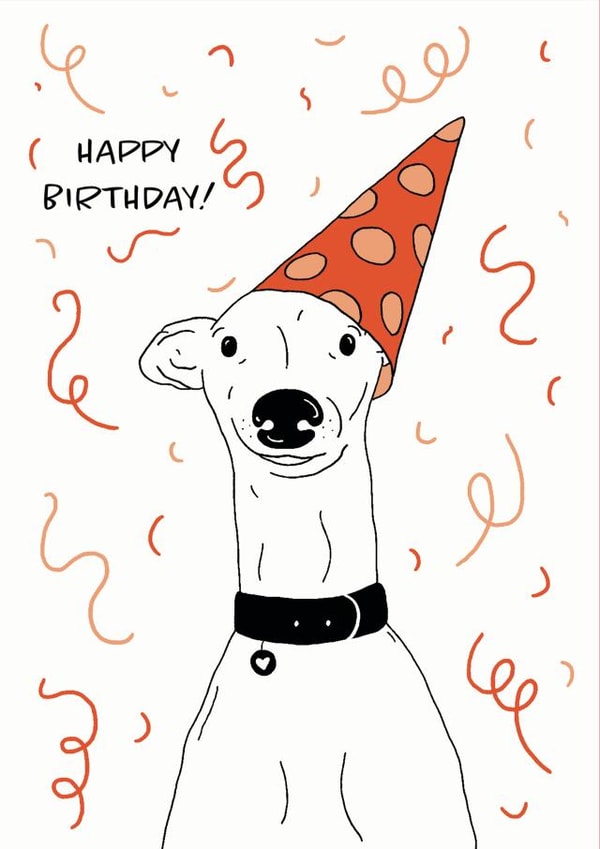 Whippet Greyhound Birthday Card created by Goldie Design Studio
