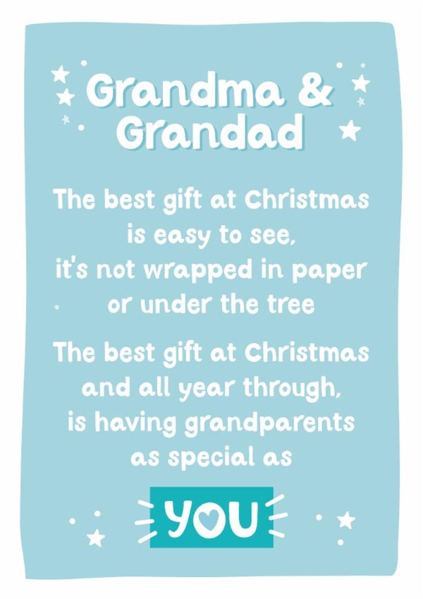 Cure Christmas card for Grandma and Grandad from the kids or baby created by Percy & Pearl