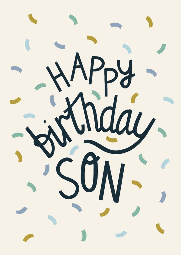 Happy Birthday Son - Cool Pastel Confetti Card for Son created by Christine Cuddihy Illustration