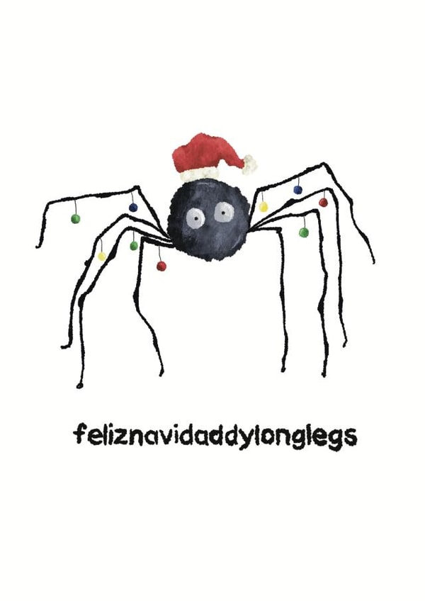 Cute Quirky Christmas Card - Feliznavidaddylonglegs created by Flockadoodle