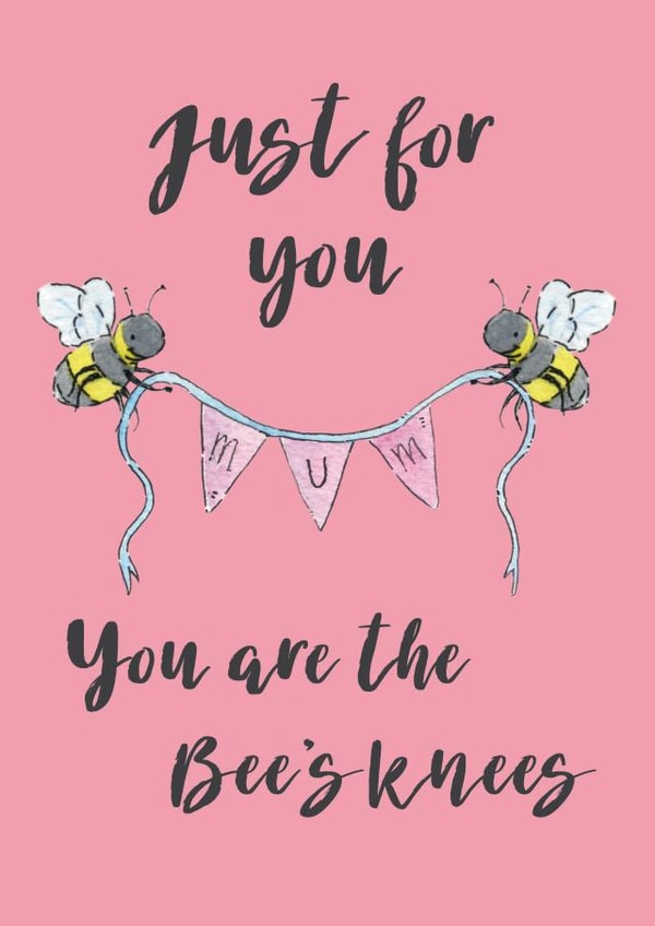 Cute Bee Birthday Or Mothers Day Card - Tell Her She's The Bee's Knees created by Helen Morgan Illustration