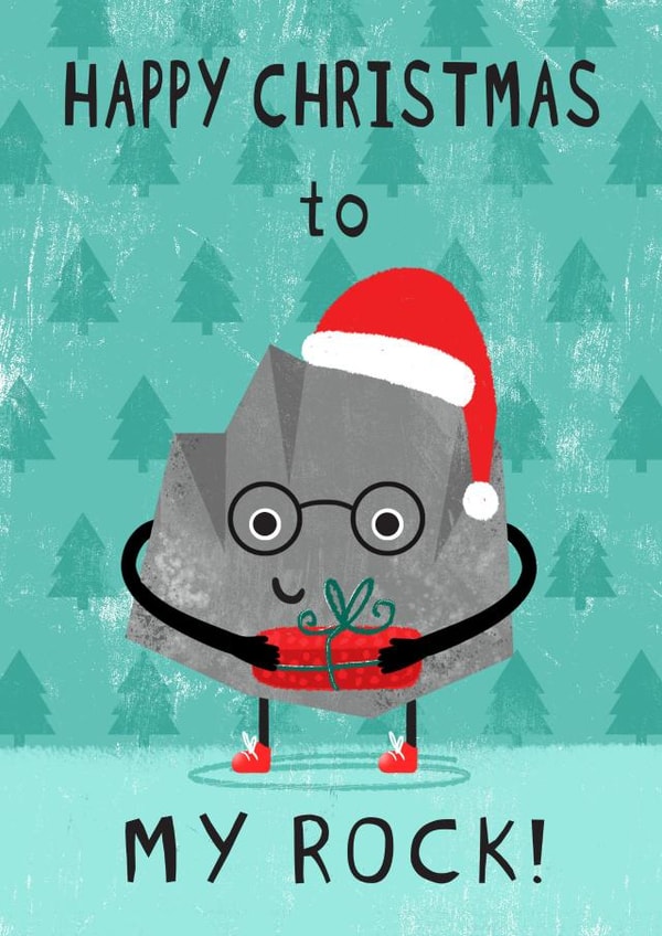 Christmas card for partner - Rock in a Santa hat - Happy Christmas to My Rock! created by Dinky Rouge
