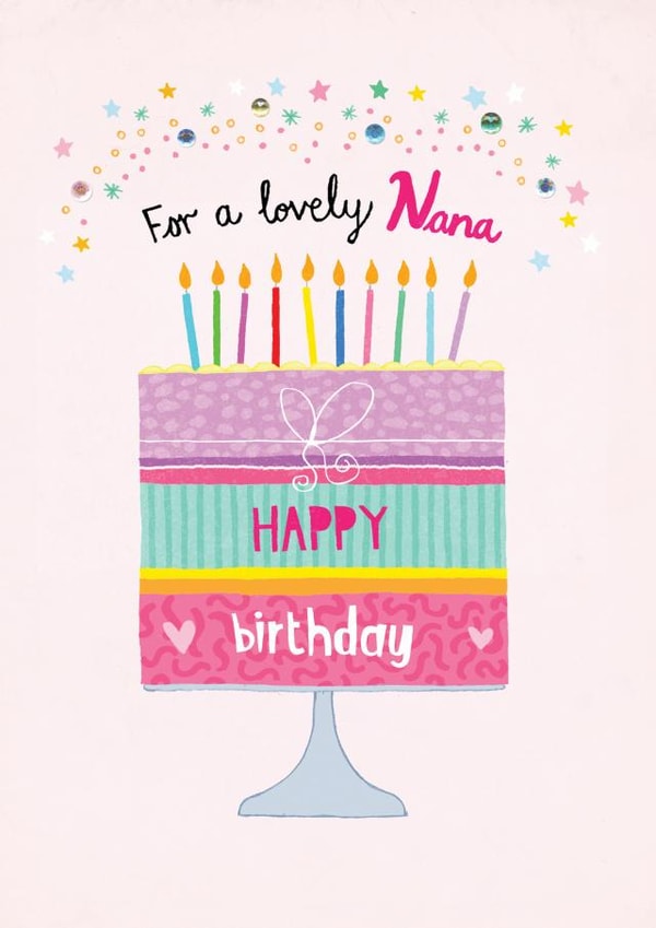 Illustrated Birthday cake card for Nana created by Pencilface